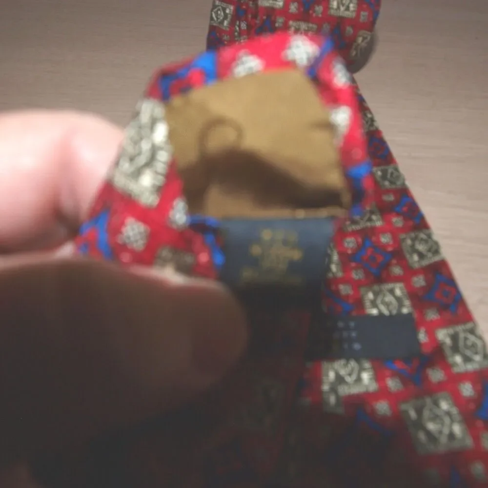 Robert Talbott Best Of Class Silk Tie Mens Red Geometric Medallion USA Luxury